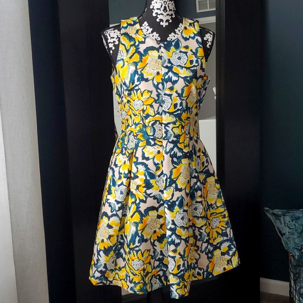 Flowery mini dress.